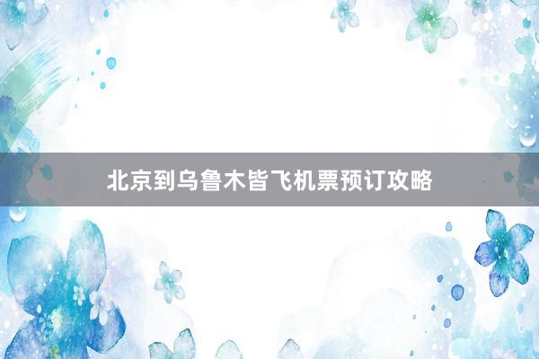 北京到乌鲁木皆飞机票预订攻略