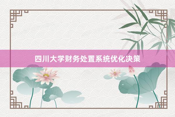 四川大学财务处置系统优化决策